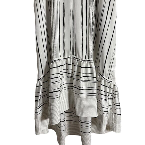 3.1 Phillip Lim High Low Painted White Striped Sleeveless V-Neck Midi Dress 2 - Picture 8 of 15
